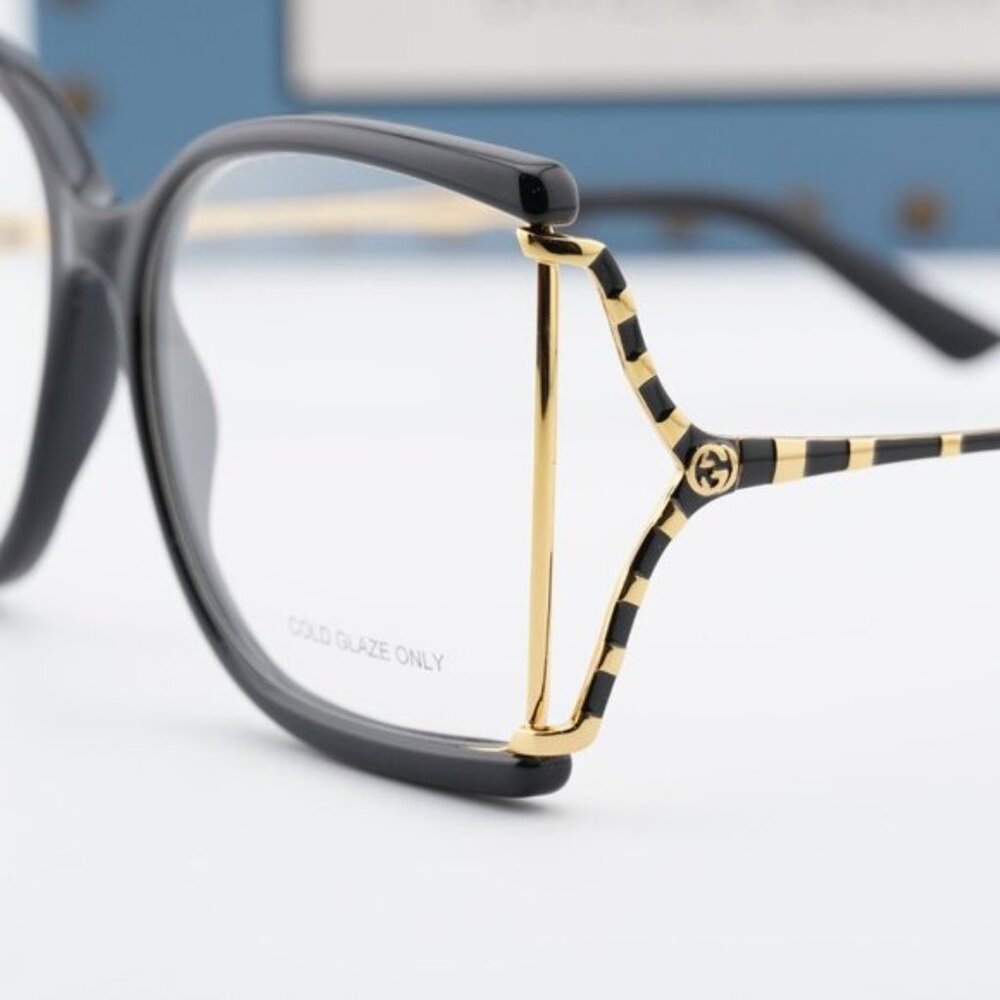 Gucci GG0592O 001 Butterfly Eyeglasses - Black/Gold 60mm - Picture 9 of 11
